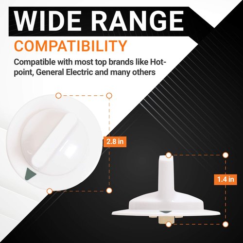 BlueStars WE1M652 Dryer Timer Control Knob with Upgraded Metal Ring - Compatible with Hotpoint HTDX100EM8WW HTDX100ED6WW HTDX100EM6WW HTDX100GM8WW HTDX100ED2WW GE Dryers 1264289 AP3995164 PS1482196