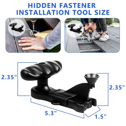 Hideaway Hidden Fastener Installation Tool, Compatible with Trex Hidden Fasteners, Installing Decking Boards Hidden Fastener in One Step, Included Star Drive Bit. Fast&efficient Installation Decking.