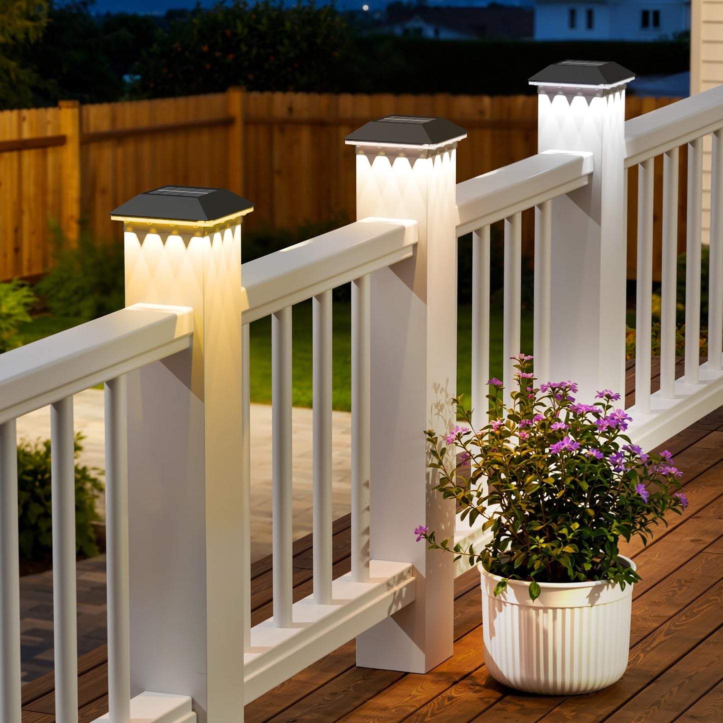 Mlambert 4 Pack Solar Post Cap Lights Outdoor - 3 Lighting Modes Waterproof LED Solar Post Lights Fit 3.5×3.5 Wood/4×4 Vinyl Fence Deck Posts, Black