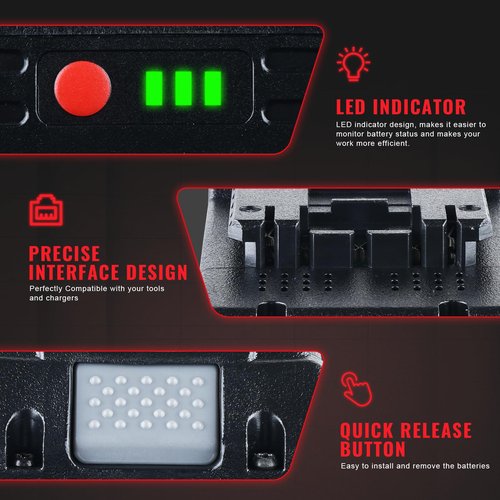 DASNITE 2Pack 7.0Ah BAT609 Li-ion Replacement for Bosch 18V Battery Charger Kit Replace for Bosch 18V Lithium Series BAT609 BAT618 BAT622 BAT609G BAT619 BAT619G BAT610G Cordless Power Tools