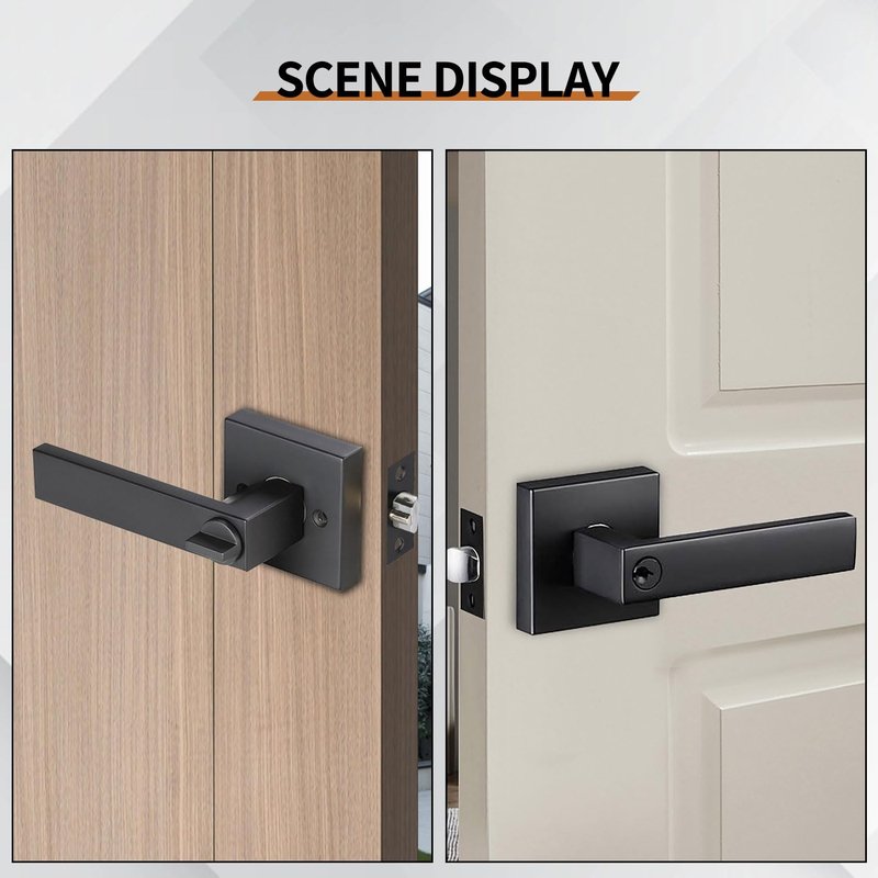 KUAGINZUHE Privacy Door Levers, 2 Pack Matte Black Door Handles Heavy Duty with Lock and Key,for Bedroom, Bathroom and Rooms,Reversible for Left and Right