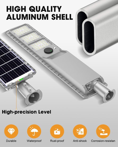 12000W Solar Street Light Outdoor Waterproof, Flood Light Dusk to Dawn with 60,000mAh LiFePO4 Battery & Motion Sensor, LED Security Lights Solar Powered for Parking Lot/Yard/Garage (8+ Years Lifespan)