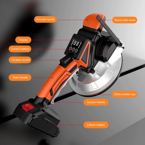 Cordless Tile Vibration Tool with 2 x 21V 2.0Ah Lithium - Ion Tile Leveling Machine - High - frequency Vibration, Strong Adsorption, Ideal for Tile Laying