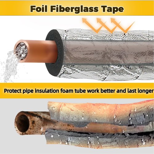 TWAKAP Super Age-Resistant AC Pipe Foam Insulation Tube Wrap Protect Foil Fiberglass Tape,More Weather-Resistant Shield for Pipe Insulation Foam Tube, Reflect 95% Thermal for Window AC Unit,HVAC Duct