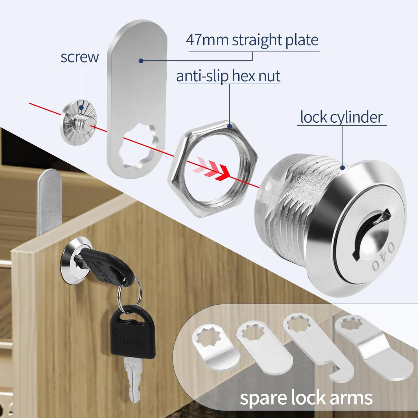 5/8'' Alloy Cam Locks with Keys, for Mailbox, Toolbox and Pickup Trucks,RV Compartment Storage Locks (2 Pack)