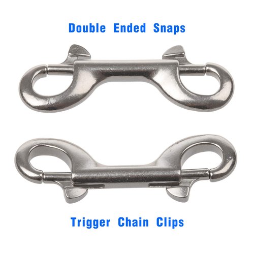 Double Ended Bolt Snap Hooks, 3-1/2 Inch Marine Grade Double End Scuba Diving Clips, 316 Stainless Steel Trigger Chain Clip, for Water Bucket Pet Feed Bucket Agricultural Equine Dog Leash, 2Packs