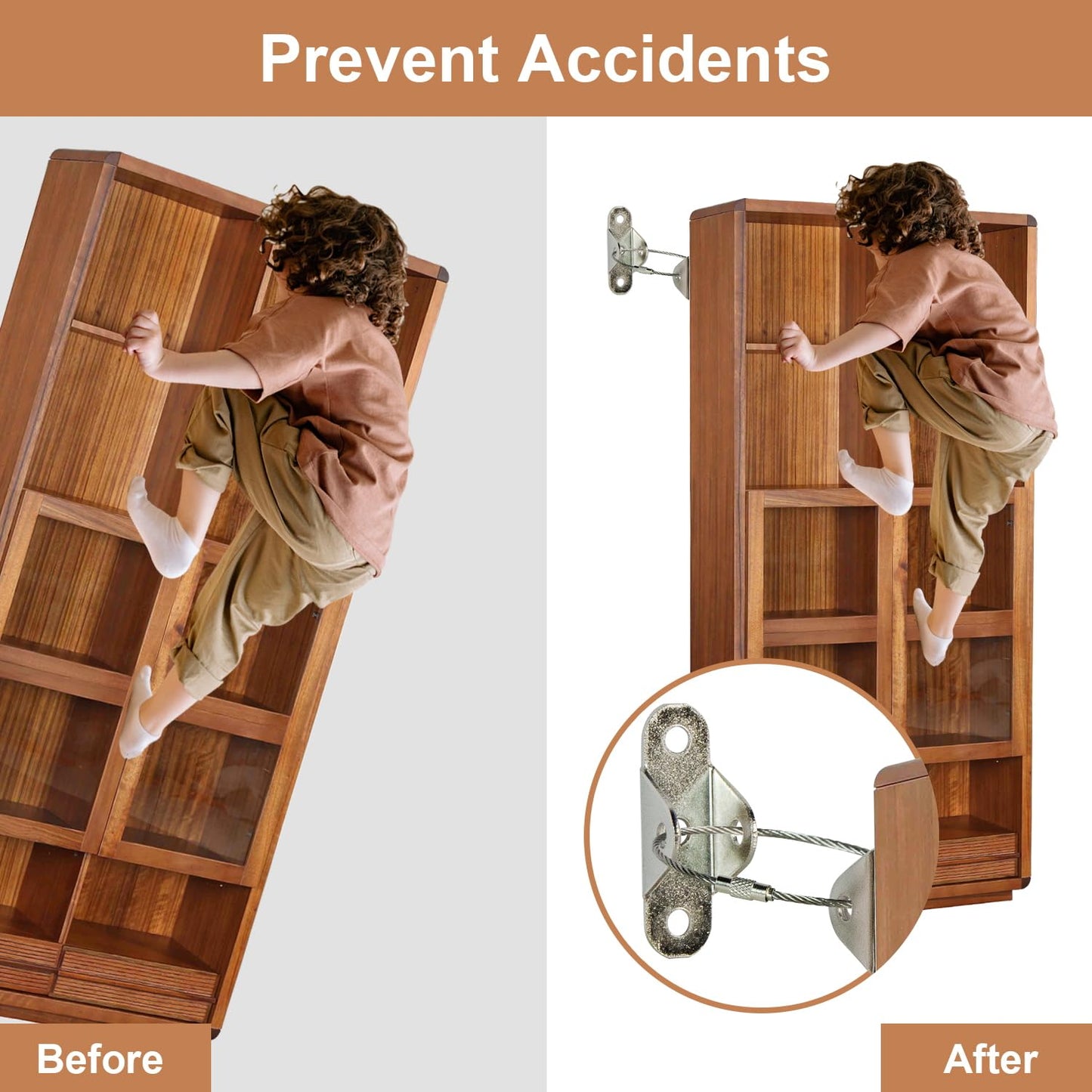 Furniture Anchors for Baby Proofing (4 Pack), Anti Tip Furniture Straps, Earthquake Straps, Keep Baby Pet Safety from Falling Furniture