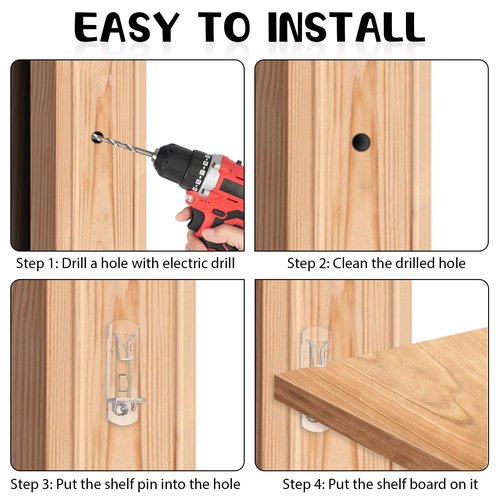 20PCS Plastic Locking Shelf Support Pegs, Transparent Shelf Pins, Self-Locking Cabinet Bracket Clips, Suitable for Kitchen Furniture Bookshelves, 6.9mm Peg x 3/4" Thick Shelve