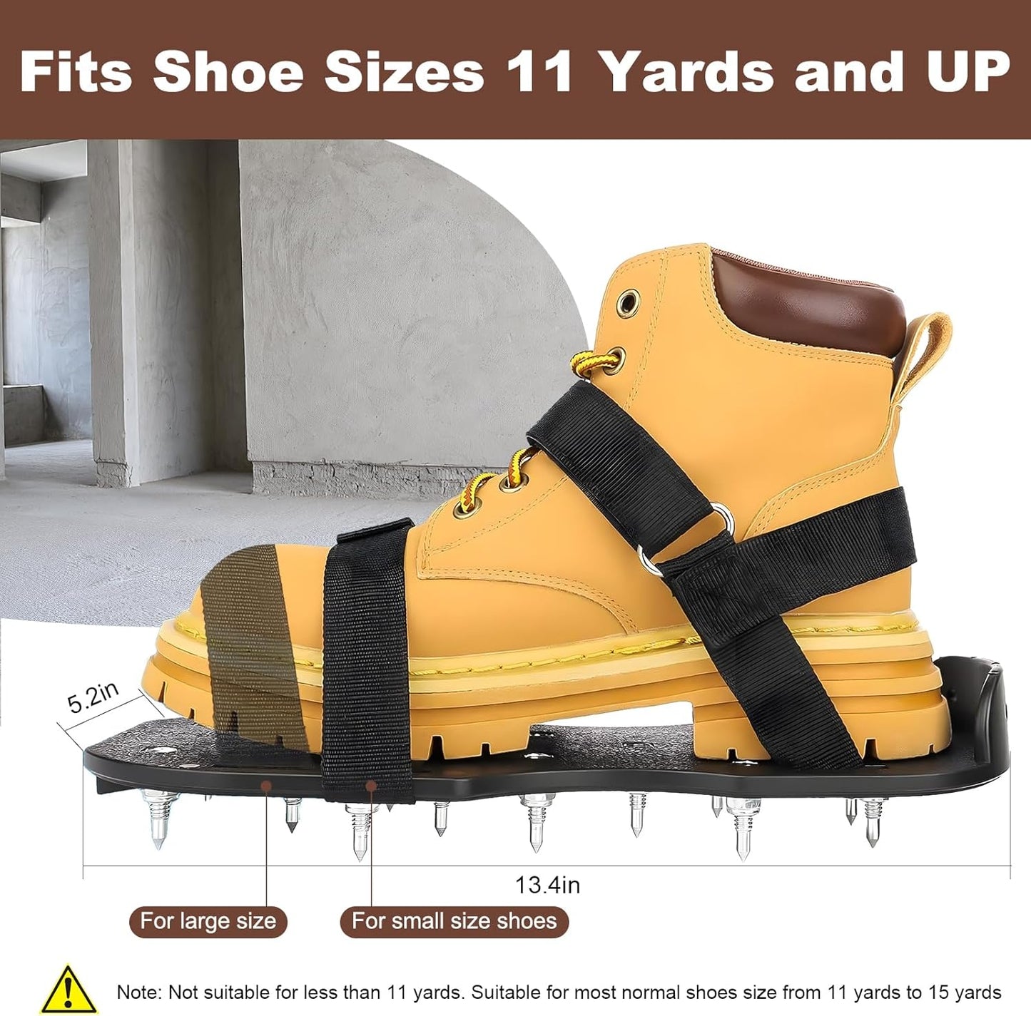 Epoxy Floor Spiked Shoes Fully Assembled Gunite Spiked Shoes with 3/4" Short Spikes for Garage Floor Epoxy, Overlays, Cover Installation,1 Pair (Black)