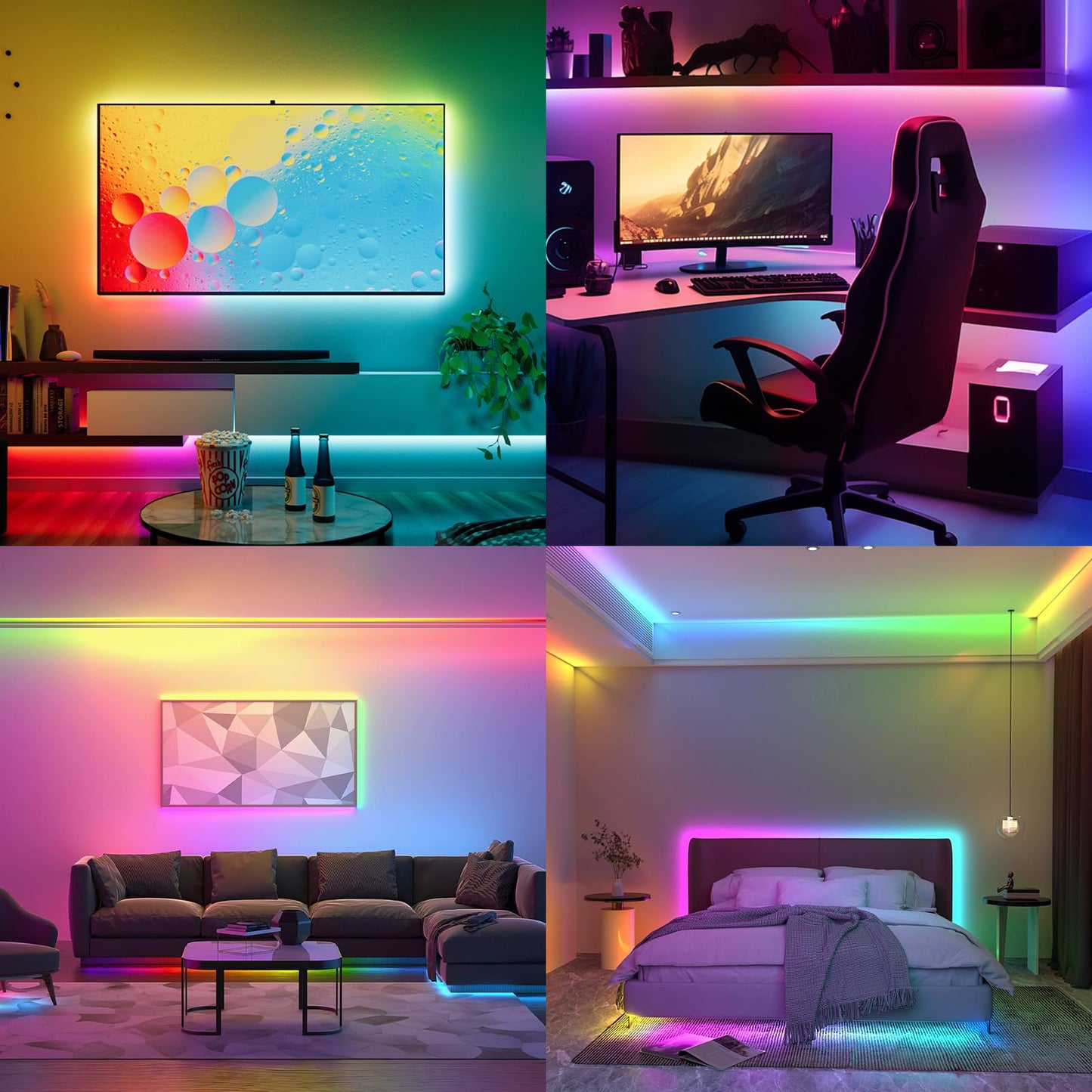 MILADALED COB RGB Lights 3.28FT RGB+IC Led Strip Lights for Game Room Party TV Wall