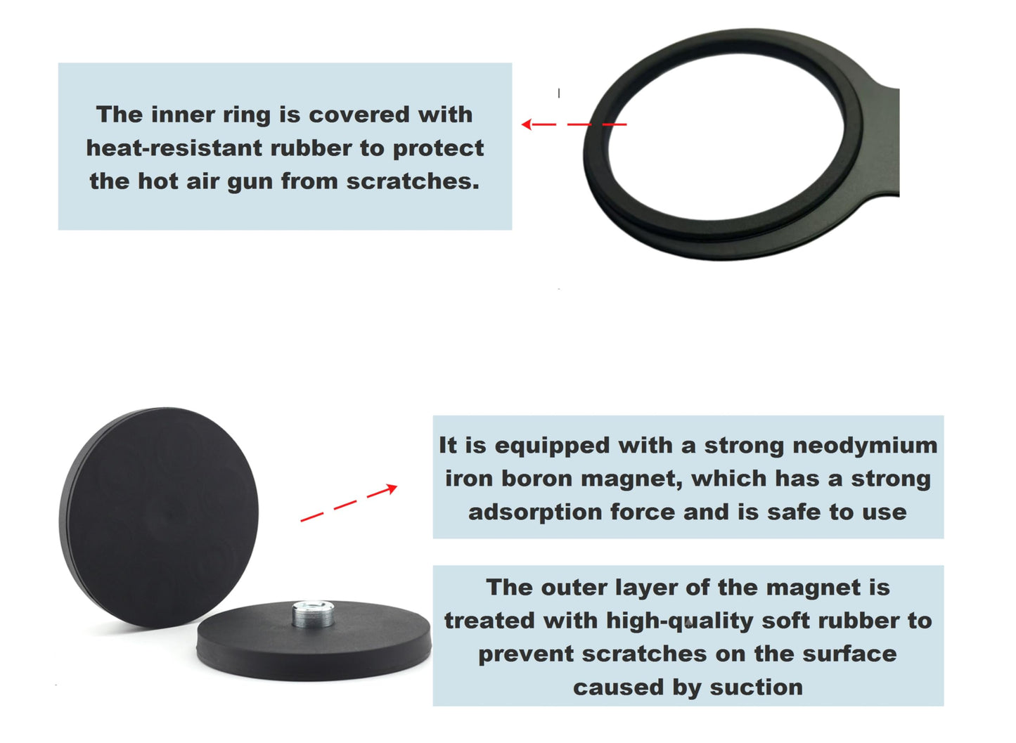 Magnetic Heat Gun Holder, Heat Gun Storage Rack,Car Window Film Sticking Tool, Rubber Coated Magnet to Prevent Scratching(Black 1 PCS)