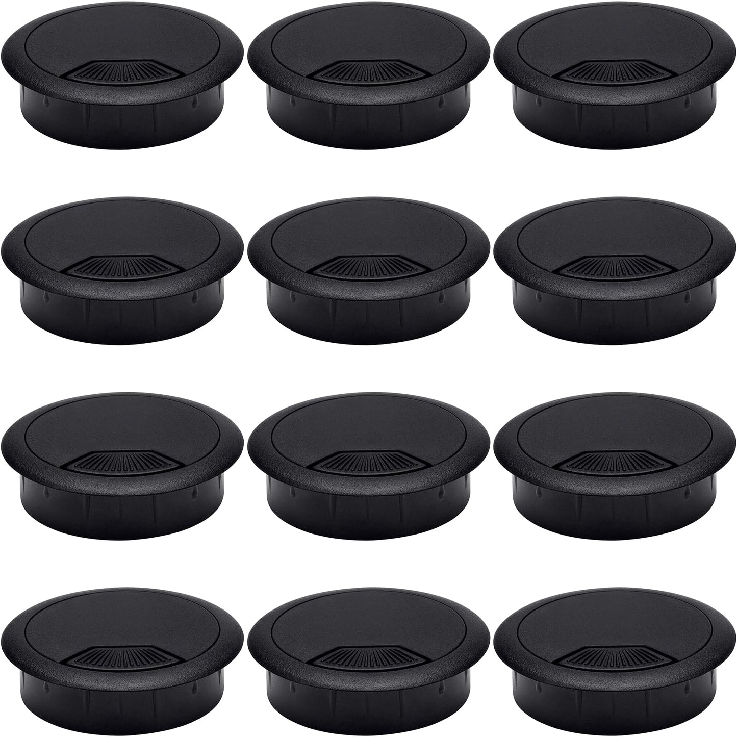 2 Inch Desk Cord Grommet 12PCS - Plastic Desk Hole Cover, Wire Cord Cable Grommets Hole Cover for Organized Office and Home Table Cable-Black