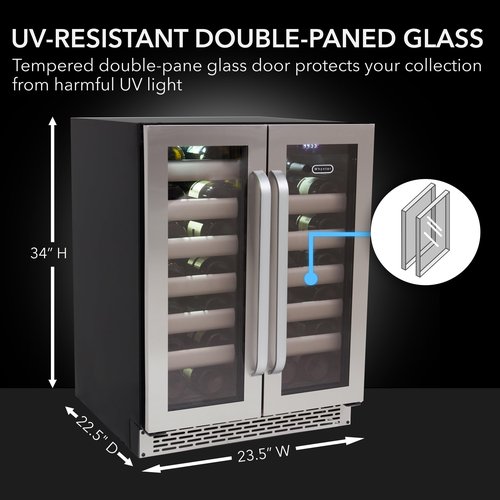 Whynter BWR-401DS 40 Bottle Stainless Steel Dual Zone Built Wine Refrigerators-Elite Series with Seamless Doors