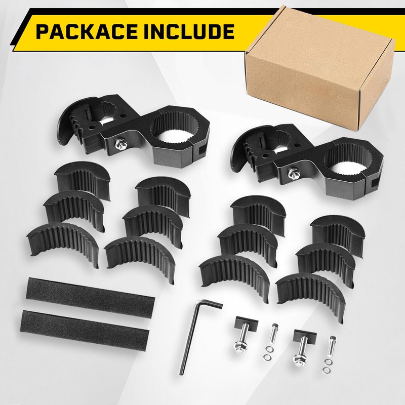 2-Pack Quick-Release Rubber Clamp with Roll Bar Clamps Mounting Brackets for 1" 1.5" 1.75",Rubber Mount Clamps for 1-1/7'' to 1-3/7'' Diameter in Diameter Tools for ATV UTV Truck Snowmobile Golf Cart