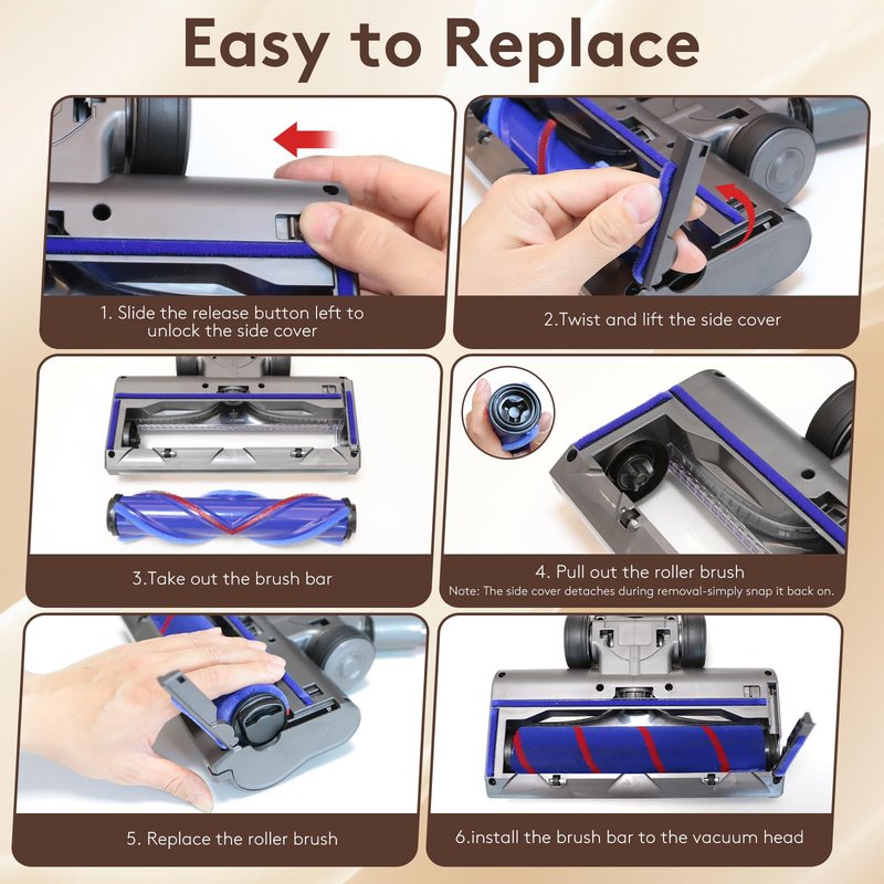 Vacuum Replacement Heads for Dyson V7/V8/V10/V11/V15,180 Degree Rotating Cleaning Blind Spot Dust,2 in 1 Vacuum Attachments for Thin Carpets,Hardwood Floors & Tiles