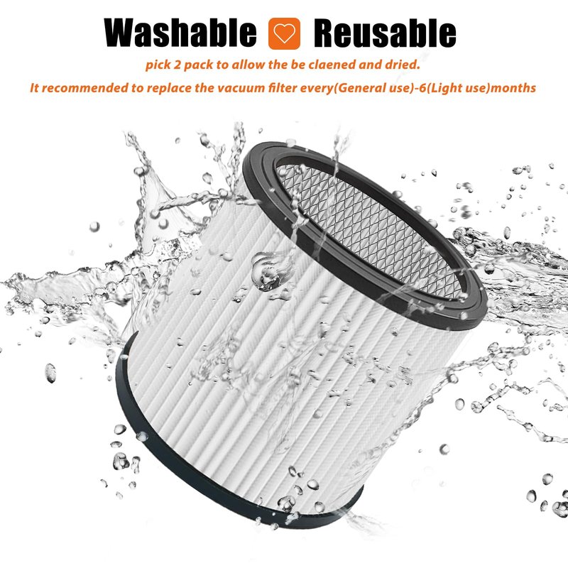 LVJUSEN 08 2566B Repalcement Cartridge Filter for Stanlay 5-18 Gallon Wet/Dry Vacuums, Compatible with SL18115/SL18115P/SL18116/ SL18116P/SL18191P/SL18199P/SL18117 Wet/Dry Vacuum-2 Pack