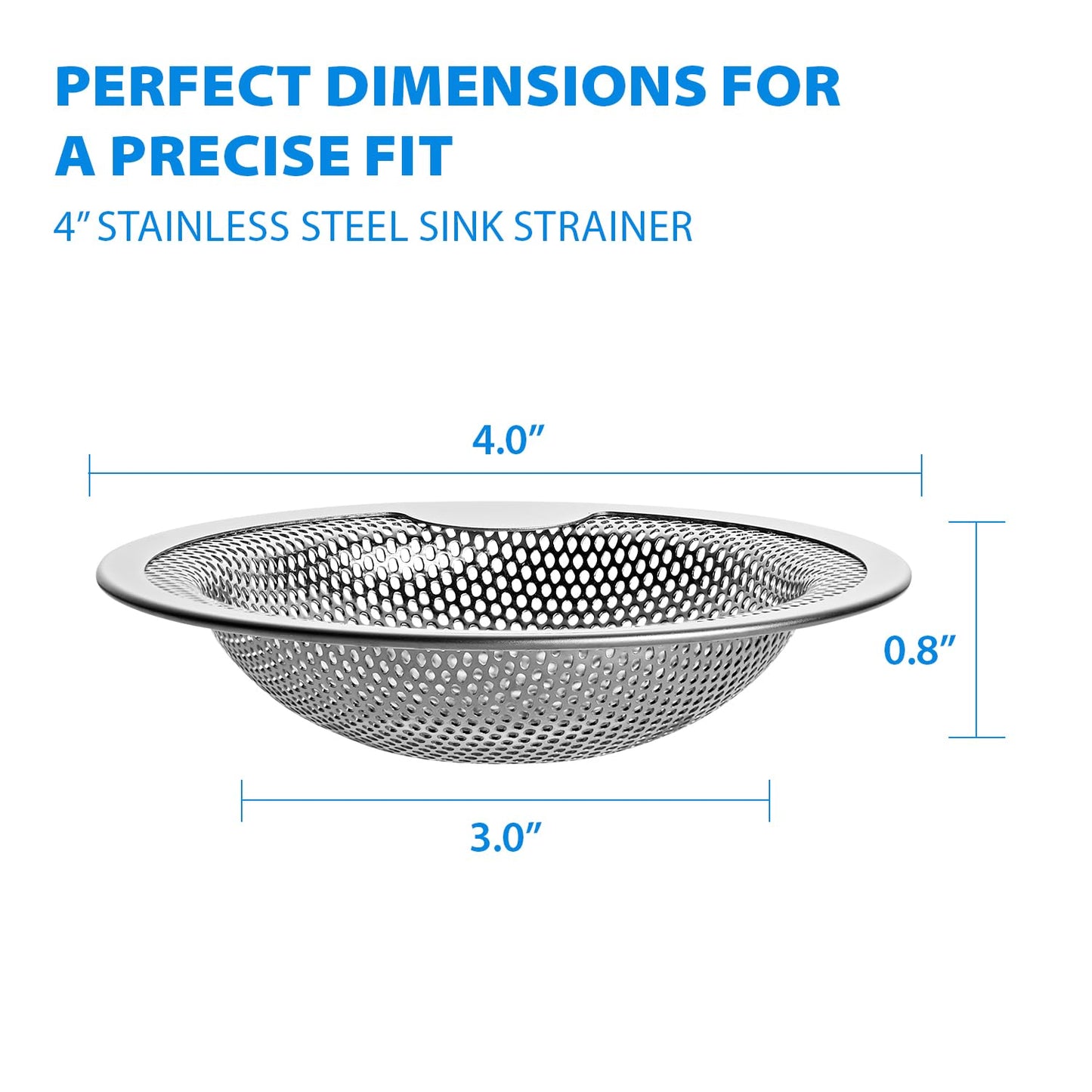 4" Stainless Steel Sink Strainer 2 Pack – Kitchen Drain Protector & Food Catcher