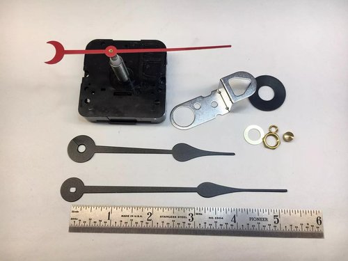 YISHEELIY Takane Battery Clock Movement Kit, 1-1/4 Inch Shaft, Black Quartz Motor with Hands for 3/4 Inch Dial, USA Made