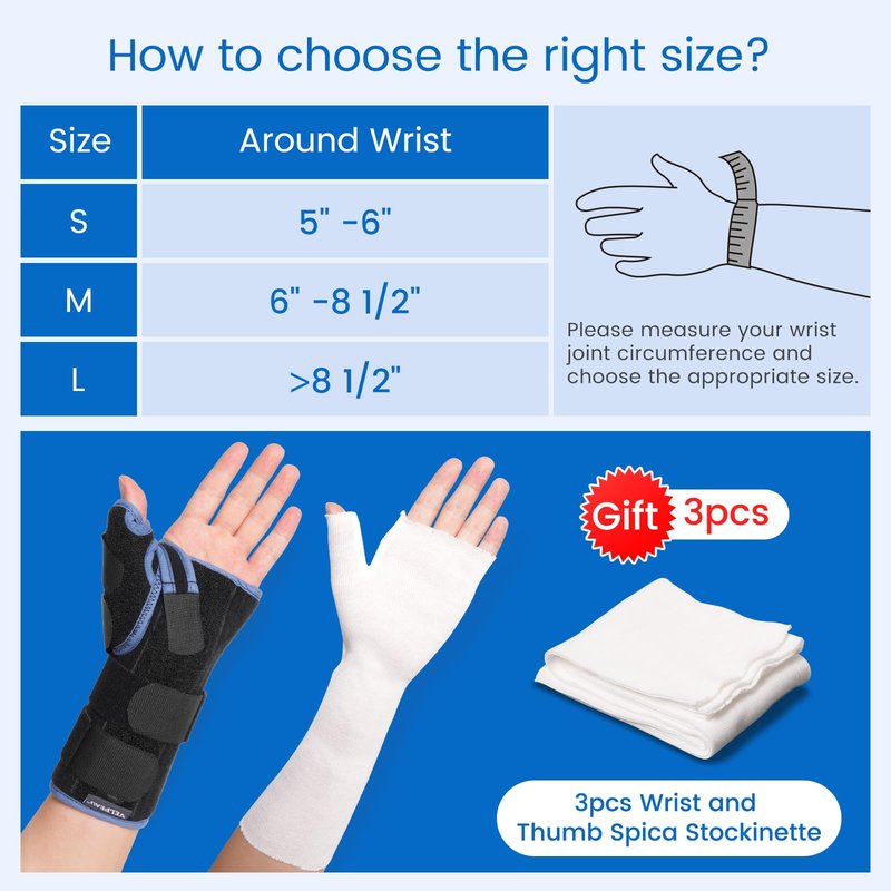 Velpeau Carpal Tunnel Wrist Brace with Thumb Stabilizer Night Support, Completely Stabilizes Wrist Thumb Joint, Pain Relief for Tendonitis, De Quervain's Tenosynovitis, Arthritis (Reg, Right Hand, M)