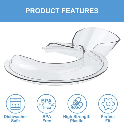 Food-Grade Pouring Shield for KitchenAid 4.5-5QT Mixer Bowl (Stainless Steel, Glass, Ceramic) - Secure Fit Splash Guard for KitchenAid Tilt-Head Stand Mixers and Dishwasher Safe