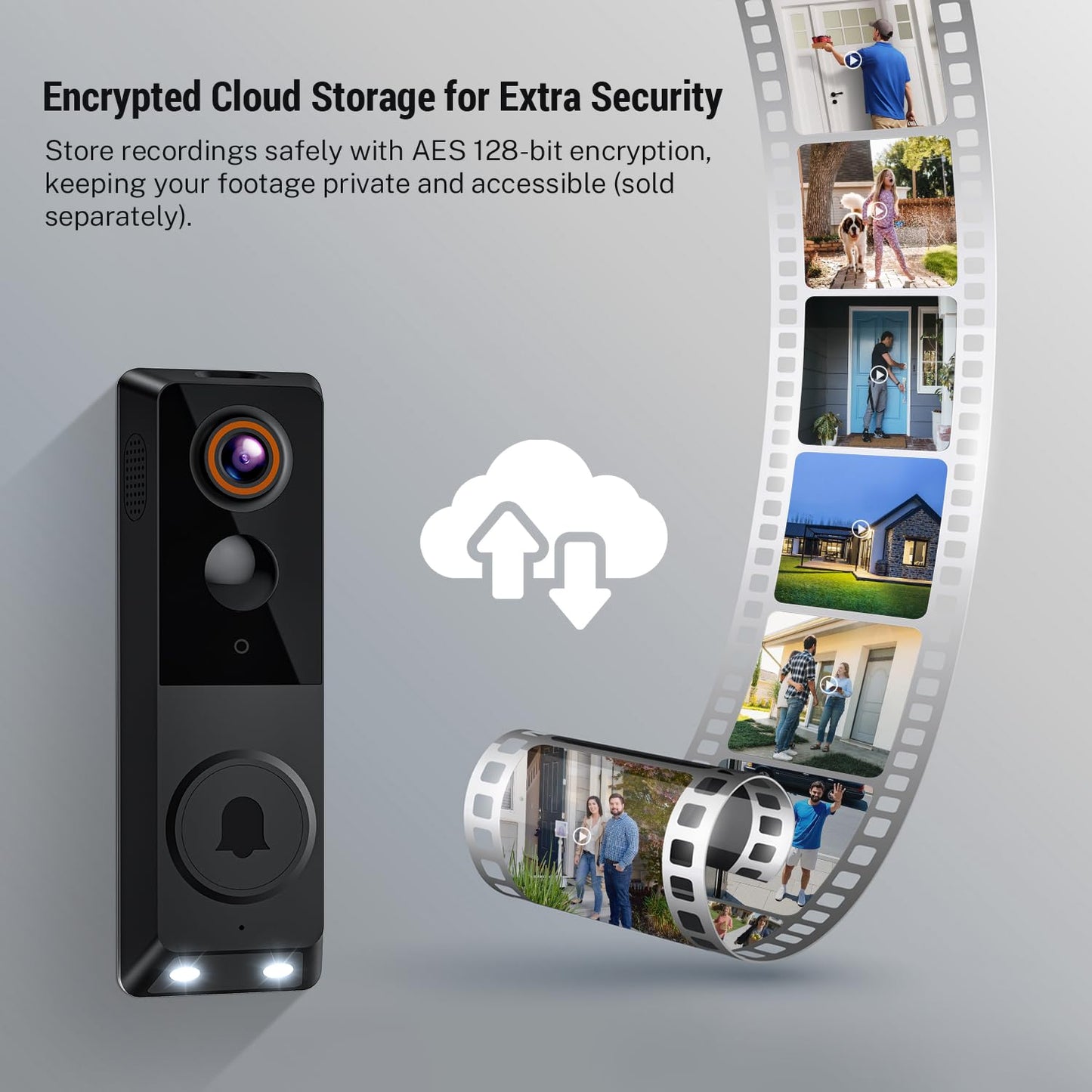 BoomChill 1080p Wireless Wi-Fi Video Doorbell Camera with Doorbell Receiver, Battery Powered, AI Human Detection, Color Night Vision, Two Way Talk, Cloud Storage