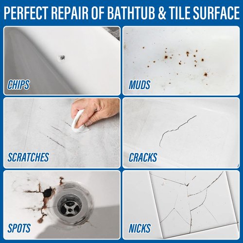 Specialty Tub and Tile Paint, High-Gloss White Touch Up paint for Porcelain, Bathtub, Quick-Dry Porcelain Paint for Scratches & Chips on porcelain, Acrylic, Enamel, Cast Iron, Bathtubs, Sinks, Toilets
