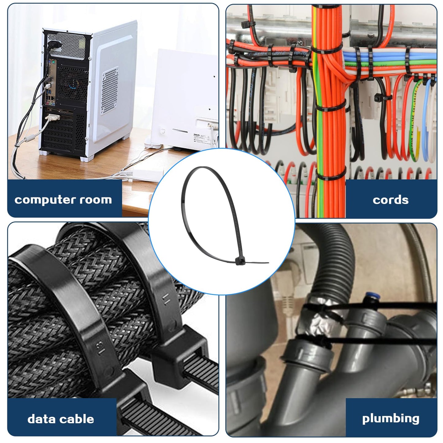 600PCS Industrial-Grade Zip Ties Assorted Sizes (UL94V-2 Certified) - RV/Home/Workshop Essential with UV & Extreme Temp Resistance
