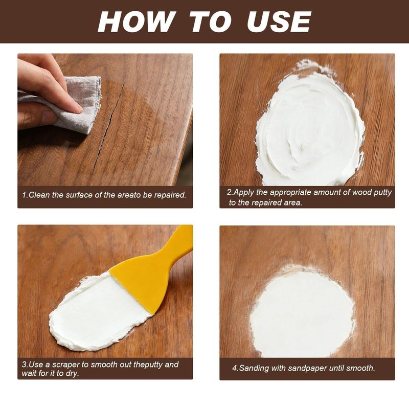 Wood Putty, White Wood Filler Paintable Sandable Stainable for All Purpose, 9.87OZ Wood Filler Putty for Furniture, Cracks, Holes Repairs, Water Resistant for Indoor and Outdoor Use
