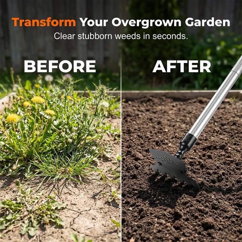 Weed Puller Tool with Long Handle, 39 Inch Manual Weeder Remover Tool, Hand Weed Rake and Garden Hoe, Weed Remover Tool, Heavy Duty Uprooting Weeding Pull for Yard, Lawn, Patio and Garden (39 inch)