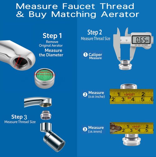 XNTONG - Faucet Aerator Adapter - Male Thread M16.5 to Male Thread M22, Chrome Brass Faucet Adapter, Suitable for Kitchen Faucet Adapter Kit Connection, (M16.5-M22)