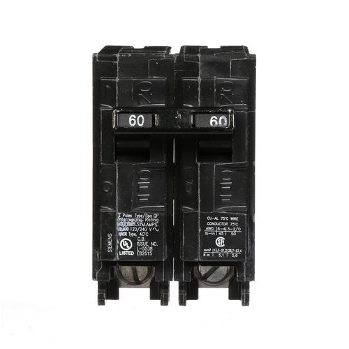 Siemens Q260 60-Amp Double Pole Type QP Circuit Breaker, Black