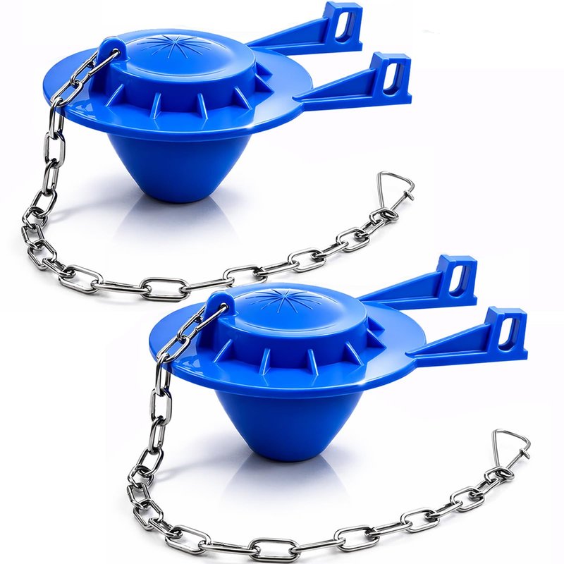 2-Inch Toilet Flapper Replacement Kit Compatible with Most Kohler, American Standard, TOTO & Standard 2″ Flush Valves, High Performance Rubber with Stainless Steel Chain, Easy Install (2 Pack, Blue)