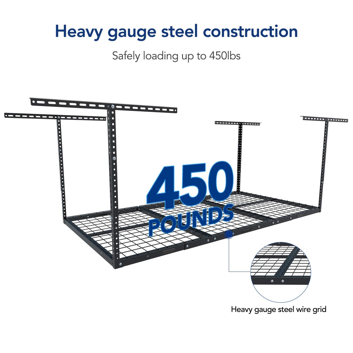 FLEXIMOUNTS 3x6 Overhead Garage Storage Adjustable Ceiling Rack 72" Length x 36" Width x 40" Height, 450lbs Weight Capacity, Black