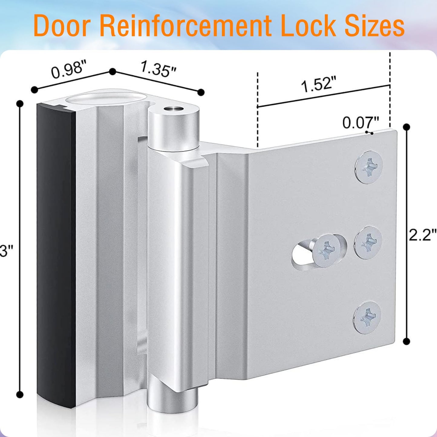 Home Security Door Locks for Kids Safety 2 Pack Extra Childproof Door Reinforcement Lock Latch Device from Inside for Inward Swinging Front Back Patio Courtyard Bedroom Interior Doors (Sliver+Black)