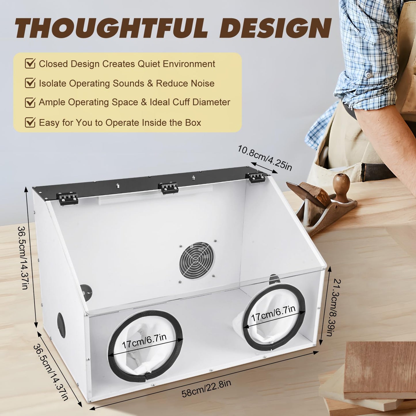 2 Holes Dust Box, Fully Enclosed Dust Cover Grinding Table Polisher Dust Box, Acrylic Electric Grinding Table Polisher Cover with Led Light & Fan For Table Polisher