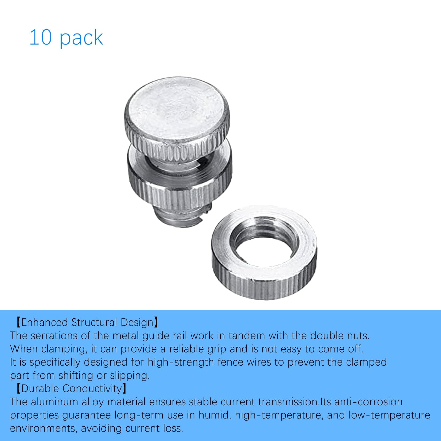 Split Bolt Joint Clamp Wire Connectors - 10 Pack Aluminum Clamps with Grip Teeth for 12-17 Gauge Bare Wires。