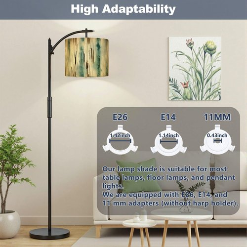 Drum Lamp Shades Set of 2 Abstract teal brown drip style light beige dark aquamarine Stripes Lampshades for Floor Lamps Table Lamps Pendant Light 11"x8.9" Large Replacement Linen Lampshade