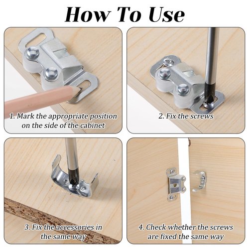 Qulkws Ball Catch for Top of Door, 10 Sets Mobile Home Cabinet Doors Catch, Roller Catchs for RV, Cabinet Latch, Closet Doors Latch for Drawer Screen Door Hardware Replacement