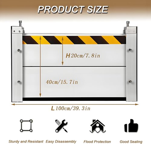 Flood Barriers for Home Exterior - Aluminum Alloy Outdoor Garage Doors Water Barriers for Flooding,H15.7 Inch/L3FT