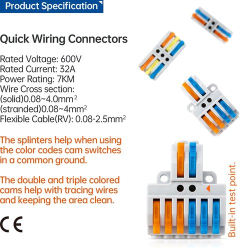 GKEEMARS 65 Pcs Compact Splicing Wire Connectors Assortment Pack, Quick Wiring Connector for AWG 28-12