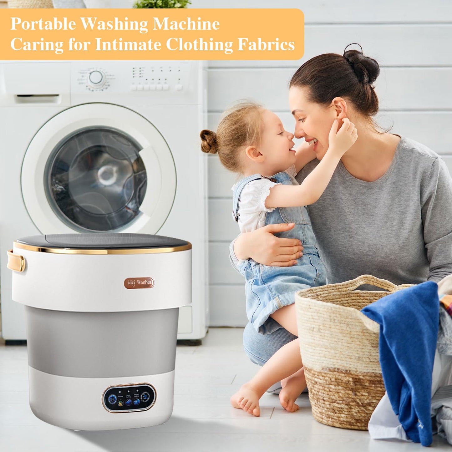 Portable Washing Machine,Mini Washer 16L Upgraded With Spin Basket,Small Clothes Folding Washing Machine Of Underwear, Baby And Small Clothes,Suitable For Home Apartments Dormitories, Hotels ash white