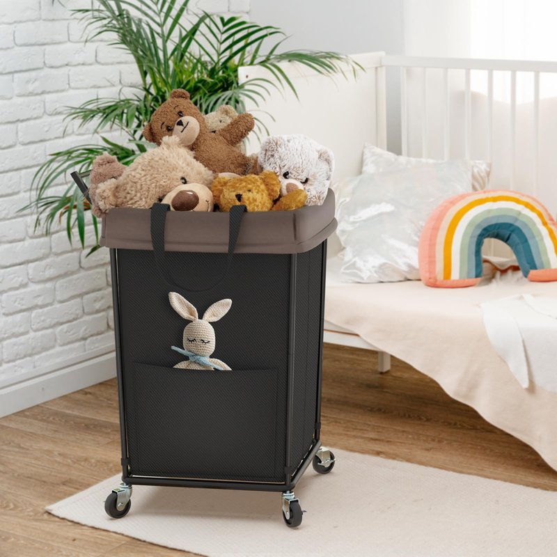 Mefirt 160L Laundry Hamper with Wheels and Handle, 2 Section Laundry Hamper with Wheels, Large Rolling Laundry Basket, Dirty Clothes Hamper Cart on Wheels for Laundry, Bedroom, Bathroom and Dorm