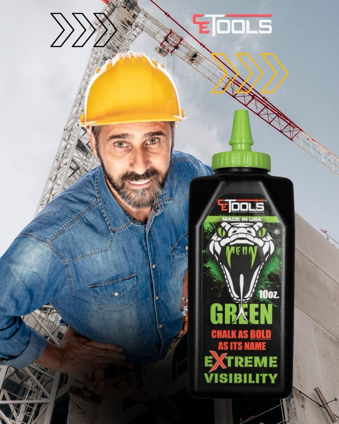 CE TOOLS COMBO Chalk EXTREME VISIBILITY Marking Chalk - (2-Count) 10 oz (283.5g) Give Me Two Bundle (Green)