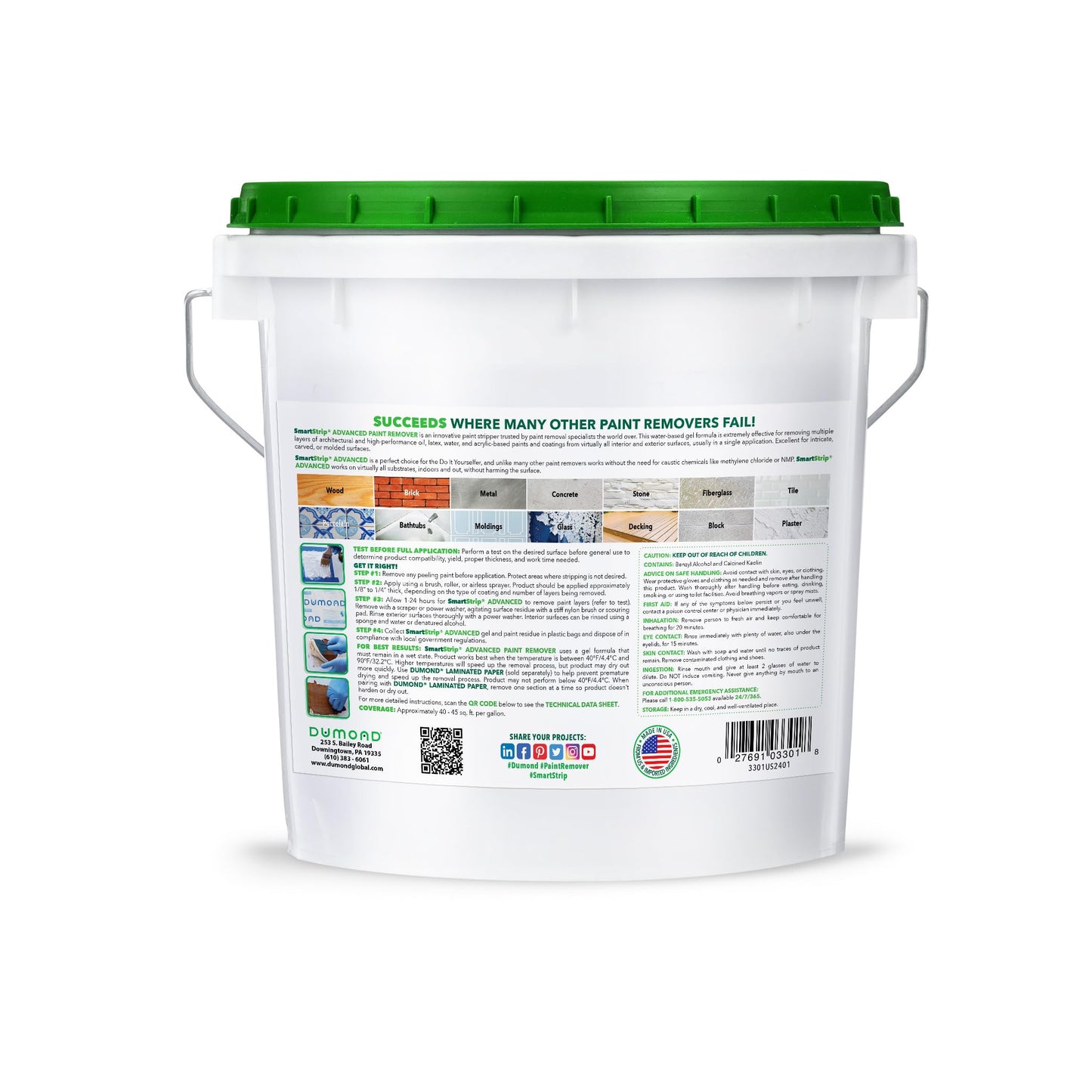 Smart Strip Advanced Paint Remover - for Removal of Acrylic, Latex, Oil, & Water-Based Coatings - Non-Caustic Formula - Indoor/Outdoor - Contractor & DIY Friendly - 1 Gallon