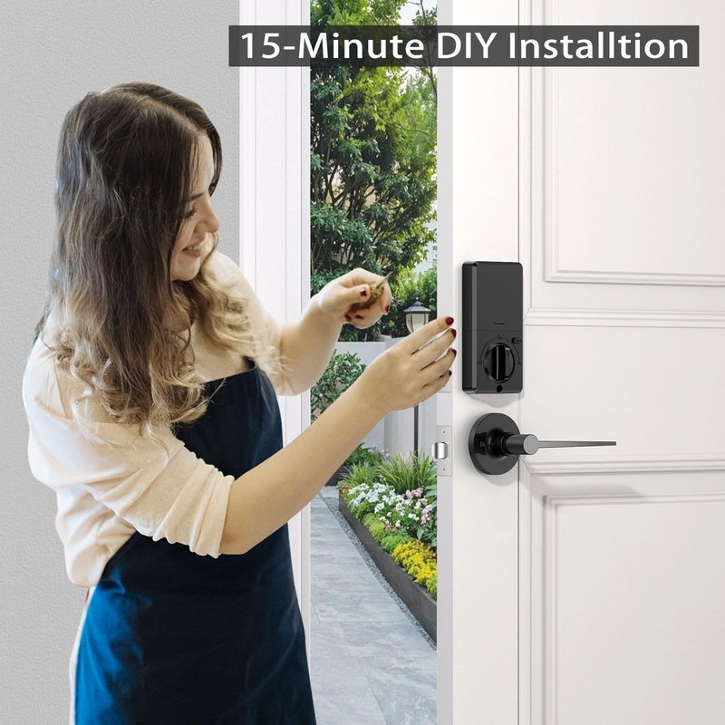 keyless Entry Door Lock deadbolt with Handle Set-Front Fingerprint Smart Locks with 2 Lever Handles-Keypad Code Deadbolt -App Control,Auto Lock