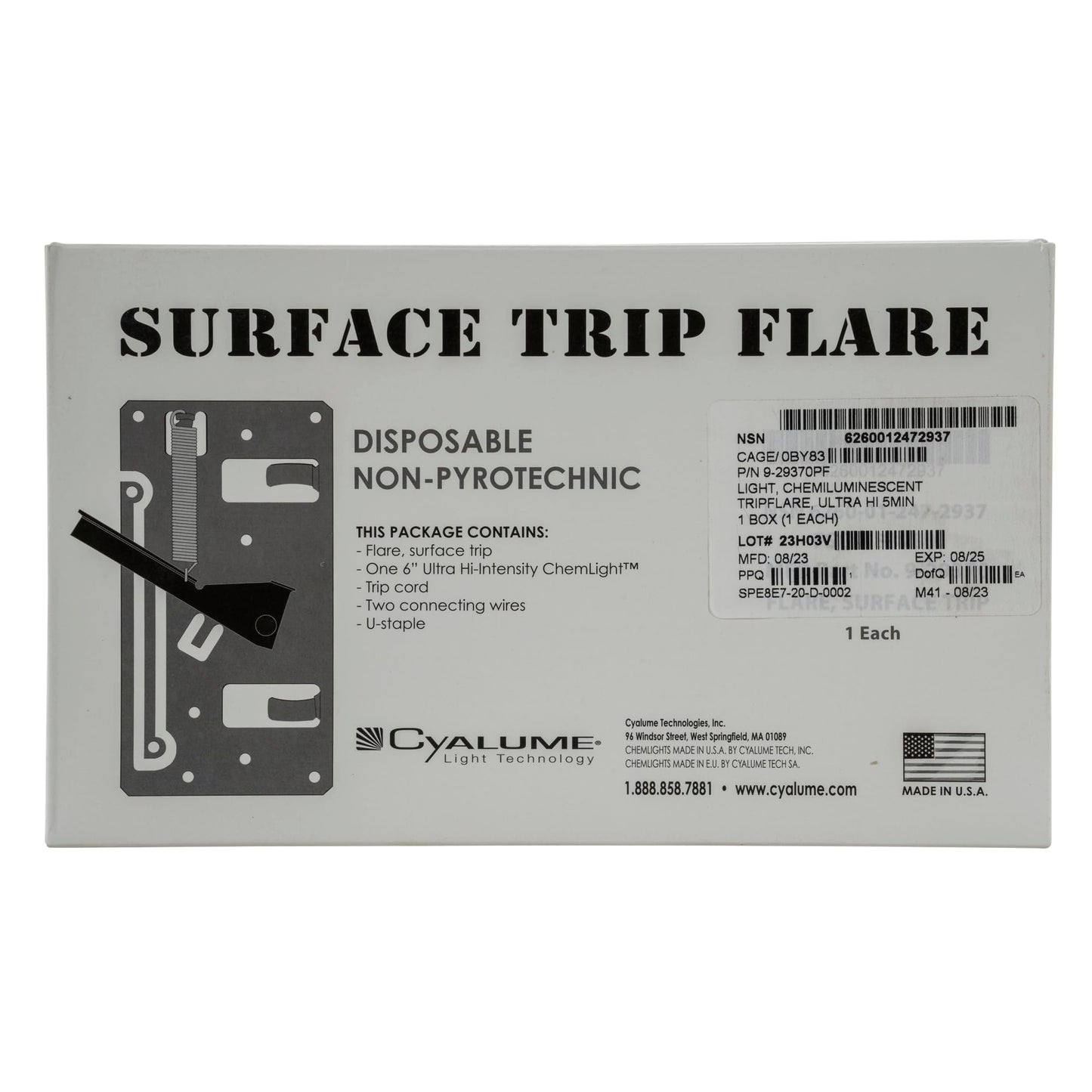 Cyalume Surface Tip Flare, Miltary Grade, 5 Minutes Duration, High Intensity Orange