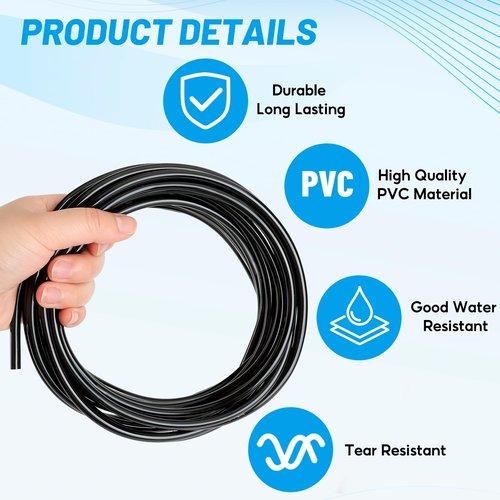EcoBrisa Boat Speedometer Pitot Tubing Universal Marine Boat Speedometer Pick-up Pitot PVC Tubing Black Food Grade PVC Hose Tube Pipe for Pump Transfer (3.5mm ID x 6mm OD,20 Ft,2Roll)