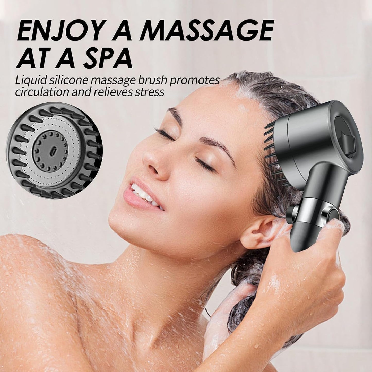 2025 NEW Ion Drops Shower Head,Filtered Shower with Handheld, Many Spray Modes Turbo with Built-in Filter ON/OFF Switch Handheld Turbo Showerhead (Grey)
