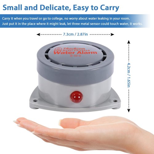 Water Leak Detector 1 Pack, Shackcom Water Alarm 110DB, Wireless, Waterproof & Battery-Operated, Audio and Light Alerts for Bathroom, Kitchen & Home Security ( Battery Not Included )