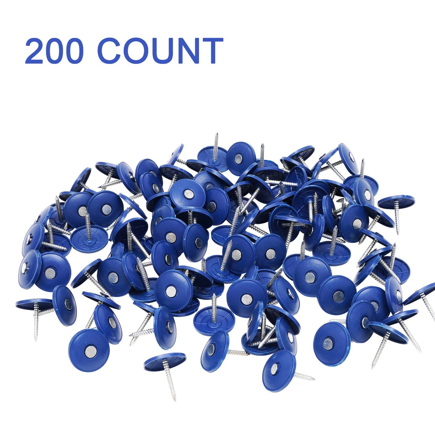 BHTOP Plastic Cap Nails, 200 Pcs Roofing Nails, 1 inch Galvanized Tar Paper Nails for Roofing, Roofing Nail Caps for House Wrap Fastening Foam Board Roofing Felt Insulation Film